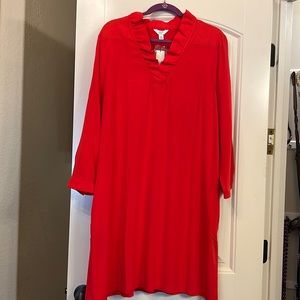 Very soft NWT Crown & Ivy red dress. 3/4 sleeve with pockets. Size xl